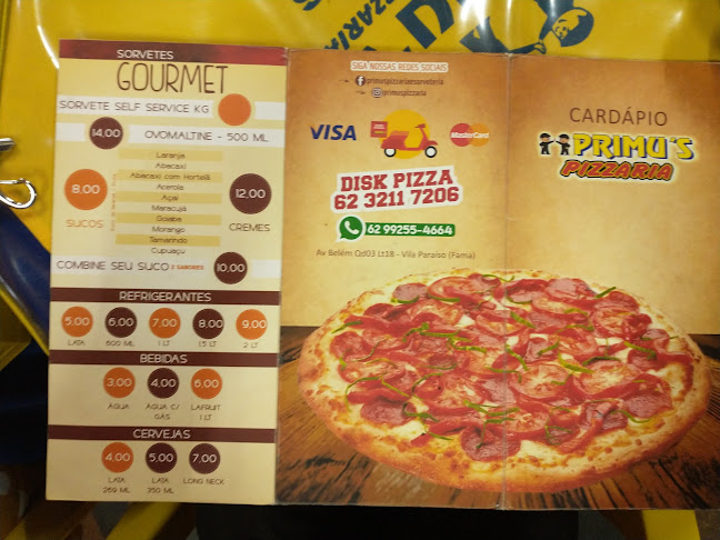 Pizzaria Primus - Promoção Pizza, Pizza Doce Banana, Delivery Pizza, Pizza Delivery Ifood, Pizza Delivery Uber Eats, Sorveteria Perto de Mim, Pizza Calabresa , Cremes e Sucos - Goiânia
